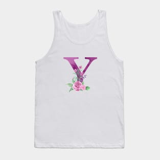 Floral Monogram Y Beautiful Rose Bouquet Tank Top